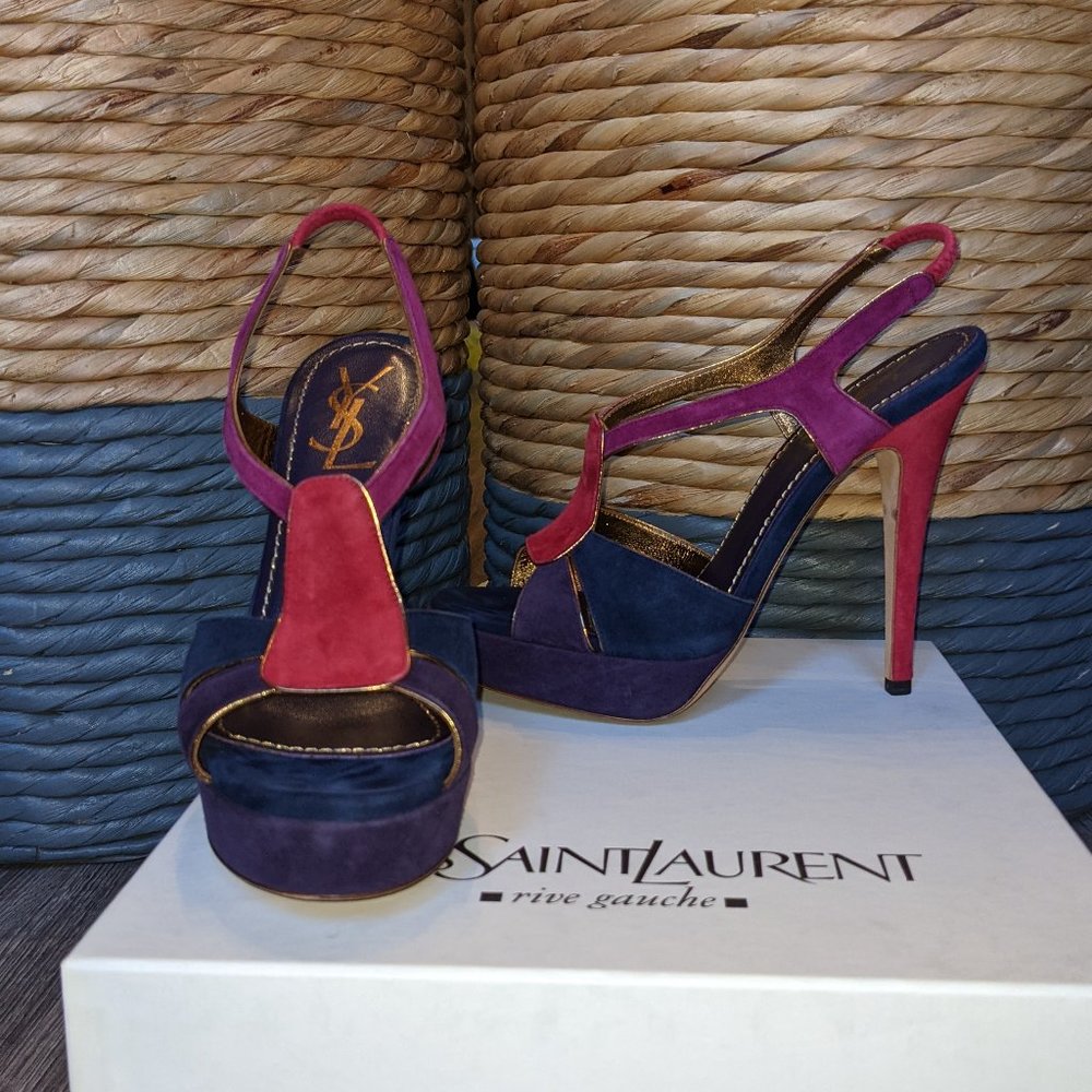 EUC (W36.5) - YSL Tribute 105 Suede Sandal